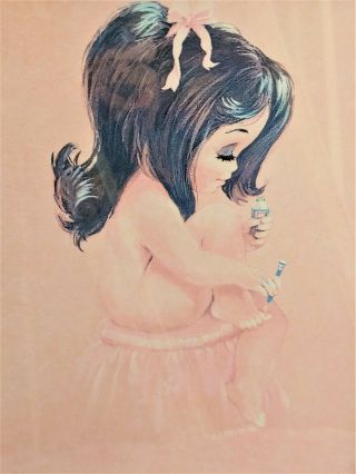 Vintage W.  M.  Otto Nude Brunette Girl Painting Toenails Pink Framed Art Print