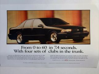 Impala Ss Advertising Large Print 24”x36”.  “from 0 To 60 In 7.  4 Seconds.  ”