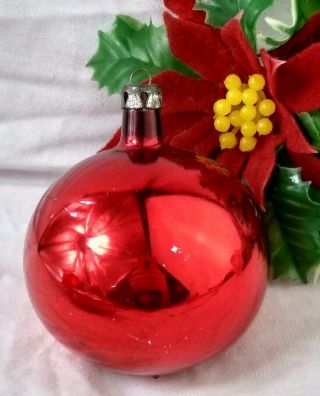 Vintage Christmas Ornament Red Mercury Glass Made In Poland