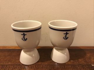 Us Navy Fouled Anchor Wardroom Officer Set Of 2 Egg Cups Wwii Era
