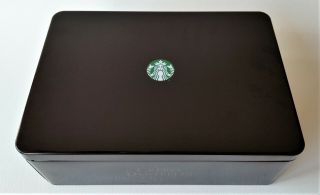 Starbucks Black Brown Metal Tin Box Storage Container (9 3/4 " X 7 " X 3 1/4 ")