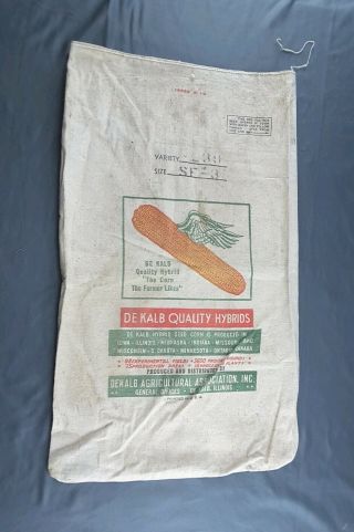 Vintage Dekalb Quality Corn Hybrid Seed Cloth Sack De Kalb,  Illinois