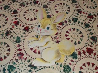 Vtg Dennison Easter Bunny Die Cut Cardboard Decoration Large 11 " Nos Cute Yellow