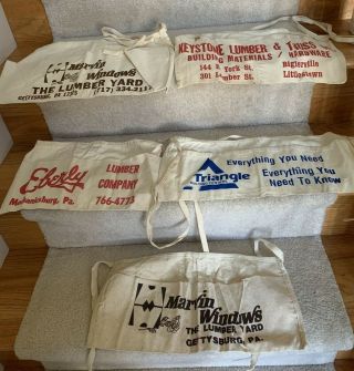 5 Vintage Canvas Carpenters Advertising Nail Bag Aprons Cloth Gettysburg Pa Area