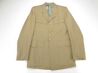 Vintage Military Us Navy Khaki Tropical Officer Uniform Dress Jacket Coat Sz 42