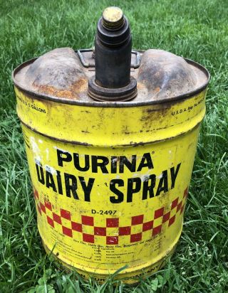 Vintage 5 Gallon Metal Can Bucket Agriculture Farm Purina Dairy Spray Ralston