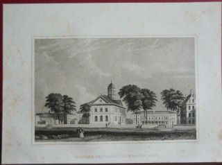 Rare Antique 1830 ' s Harvard University Cambridge Mass Engraving Art 2