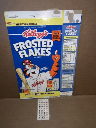 Rare Vintage Kelloggs Frosted Flakes Empty Cereal Box With Mlb Decal Sheets