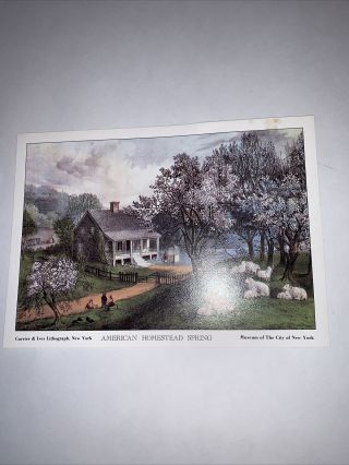 Currier and Ives 5 x 7 Lithographs Prints Set Four Seasons American Homestead NY 2