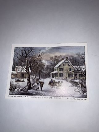 Currier and Ives 5 x 7 Lithographs Prints Set Four Seasons American Homestead NY 3