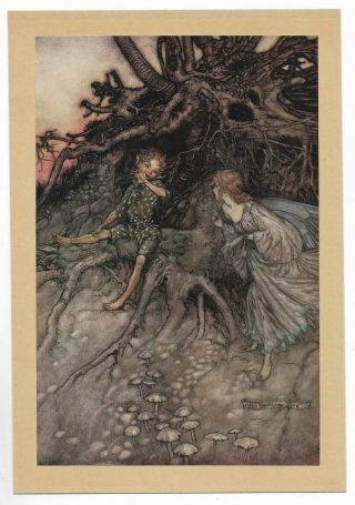 1914 Arthur Rackham Art Nouveau Fantasy Antique Print Midsummer - Night 