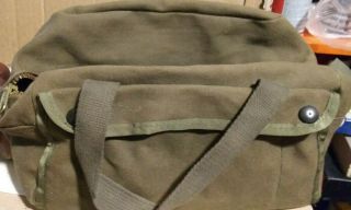 Vintage US Army Military Mechanic Canvas Tool Bag Green Small 100 & 2
