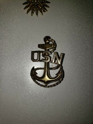 Vintage Sterling Silver United States Navy Usn Anchor Pin