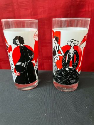 2 Vintage Coca - Cola Ladies Drinking Glasses