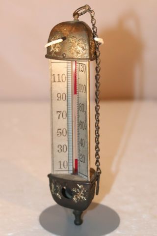 1887 Taylor Bros Rochester,  Ny 3 - Sided Chandelier Thermometer W/chain Hanger