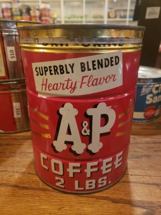 A&p Coffee Keywind Tin Can 2 Lb Two Pounds Vintage Atlantic & Pacific Tea Co
