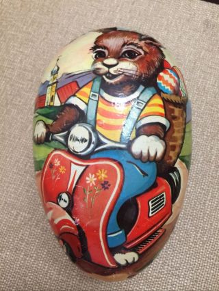 Vintage Paper Mache Easter Egg Candy Container Made In Western Germany