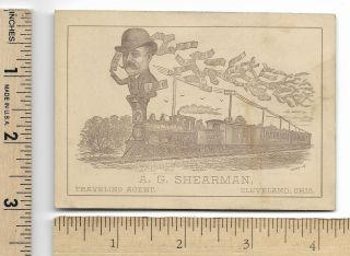 Chicago Burlington & Quincy Railroad Map A.  G.  Shearman Agent Train Trade Card