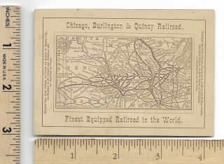 Chicago Burlington & Quincy Railroad Map A.  G.  Shearman Agent Train Trade Card 2
