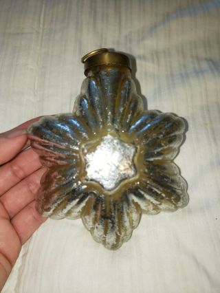 Vintage Kugel Bumpy Glass Christmas Ornament Silver Star 4.  5 " L 7.  9 Oz