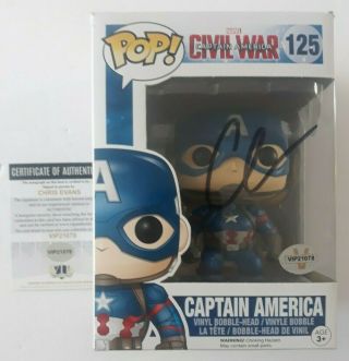 Chris Evans Signed Autographed Avengers Captain America Civil War Funko Vip