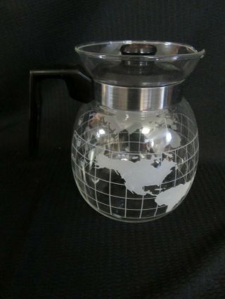 VINTAGE NESTLE WORLD GLOBE COFFEE POT 6 CUP GLASS 2