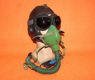 World War II Flight Helmet Fighter Pilot Mesh Leather Helmet Oxygen Mask Goggles 2