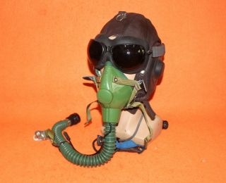 World War II Flight Helmet Fighter Pilot Mesh Leather Helmet Oxygen Mask Goggles 3