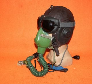 World War II Flight Helmet Fighter Pilot Mesh Leather Helmet Oxygen Mask Goggles 6