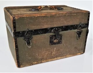 Vintage Military Foot Locker Trunk Allentown Pa Richard Christman Wood Box