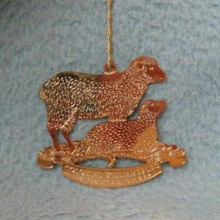 Leicester Sheep Colonial Williamsburg Christmas Ornament Gold Tone Metal Ds3