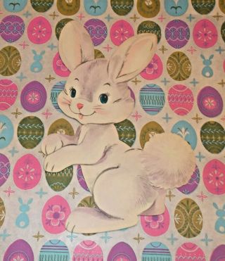 Vtg Dennison Easter Bunny Diecut Cardboard Decoration Lrg 11 " Nos Pink Purple B