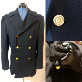 United States Naval Academy Navy Blue Wool Double Breasted Gold Button Jacket