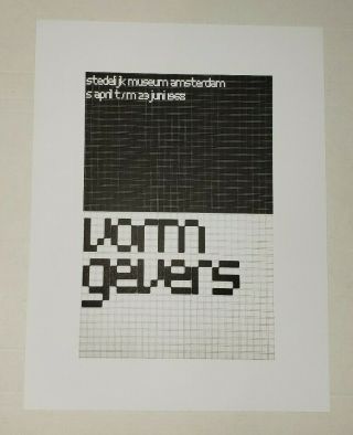 Vormgevers 1968 By Wim Crouwel Art Work Poster 9.  5 " X12.  5 " Reprint