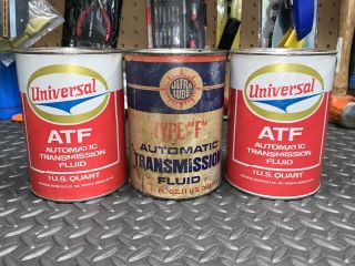 3 Vtg Full Cardboard Oil Cans Kc/wichita Kansas: Ultra Lube Universal 1980s Atf