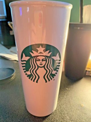 Starbucks Green Mermaid Logo Ceramic Travel Mug 16 Oz White Tumbler 2016 Tall