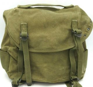 Vintage Wwii Military Canvas Pack Field Bag Green Camping Pack
