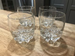 Set Of 4 Crown Royal Whiskey Starburst Bottom Bar Rocks Glass Made In Italy