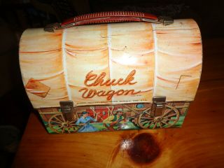 Vintage Chuck Wagon Dome Top Lunch Box With Thermos By Aladdin 1950 