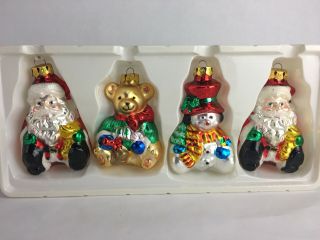 Grandeur Noel 4 Pc.  Ornament Tree Replacement Christmas Santa Snowman Teddy Bear
