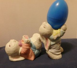 Easter Bunny Egg Cup Ceramic Holder White Rabbits,  Brinns,  Set Of 2