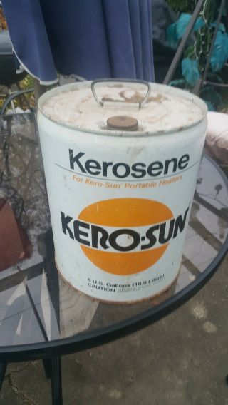 Kero - Sun Vintage 5 Gallon Kerosene Metal Empty Can.  Could Use A Cleaning.