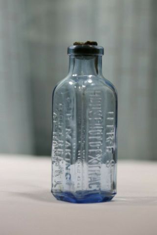 Vintage Hires Root Beer Cornflower Blue Syrup Bottle