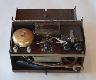 Vintage Ww2 Military Army Telephone Set D Mk V Morse Key With Phone & Ear Piece