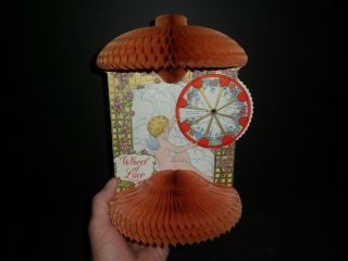 Large Antique Spinning Wheel Of Love Valentines Card,