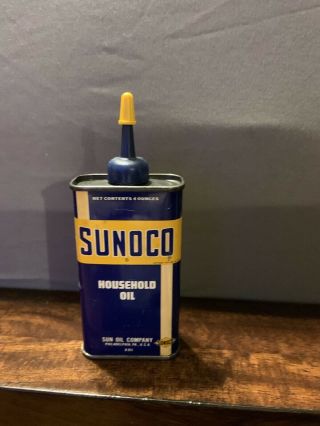 Vintage 1937 Sunoco 4 Oz Household Oil Can - Old Sun Oil Co Handy Oiler Tin