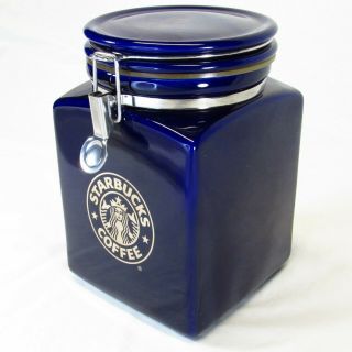 Starbucks Blue Coffee Canister Siren Mermaid Logo Ceramic Bee House Japan