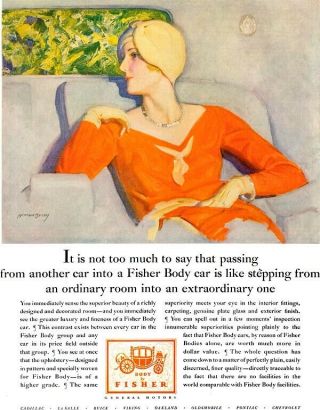 Mcclelland Barclay Body By Fisher Art Deco Back Seat Flapper Girl 1929 Print Ad