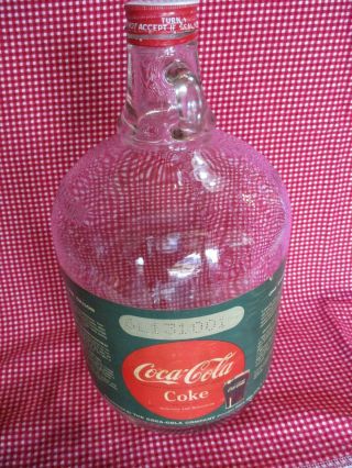 Coca Cola Coke Soda Fountain Syrup Glass Gallon Jug With Paper Label