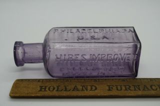 Antique Purple Charles Hires Household Extract Bottle Making Root Beer At Home